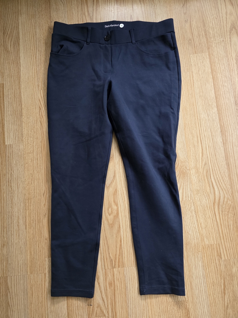 Betabrand Navy Stretch Ponte Skinny Pants